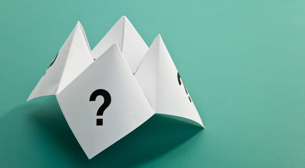paper fortune teller with question mark on it