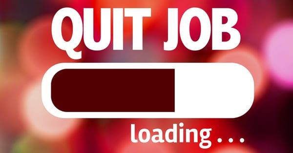 The words 'quit job' with an icon of a loading computer function
